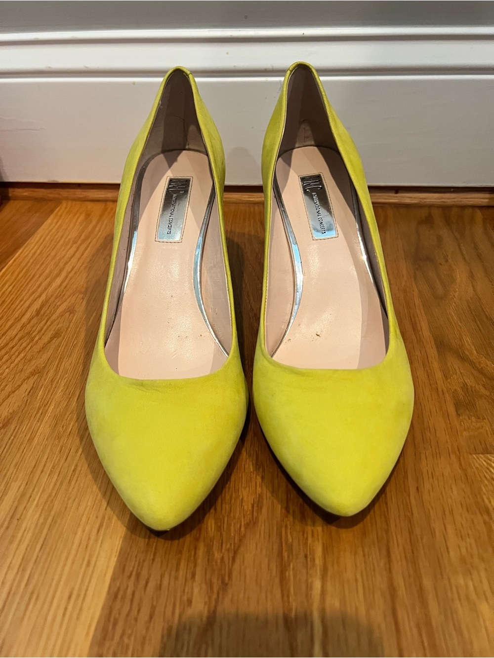INC International Concepts Lemon Yellow Pointed-Toe Suede Pumps-9.5